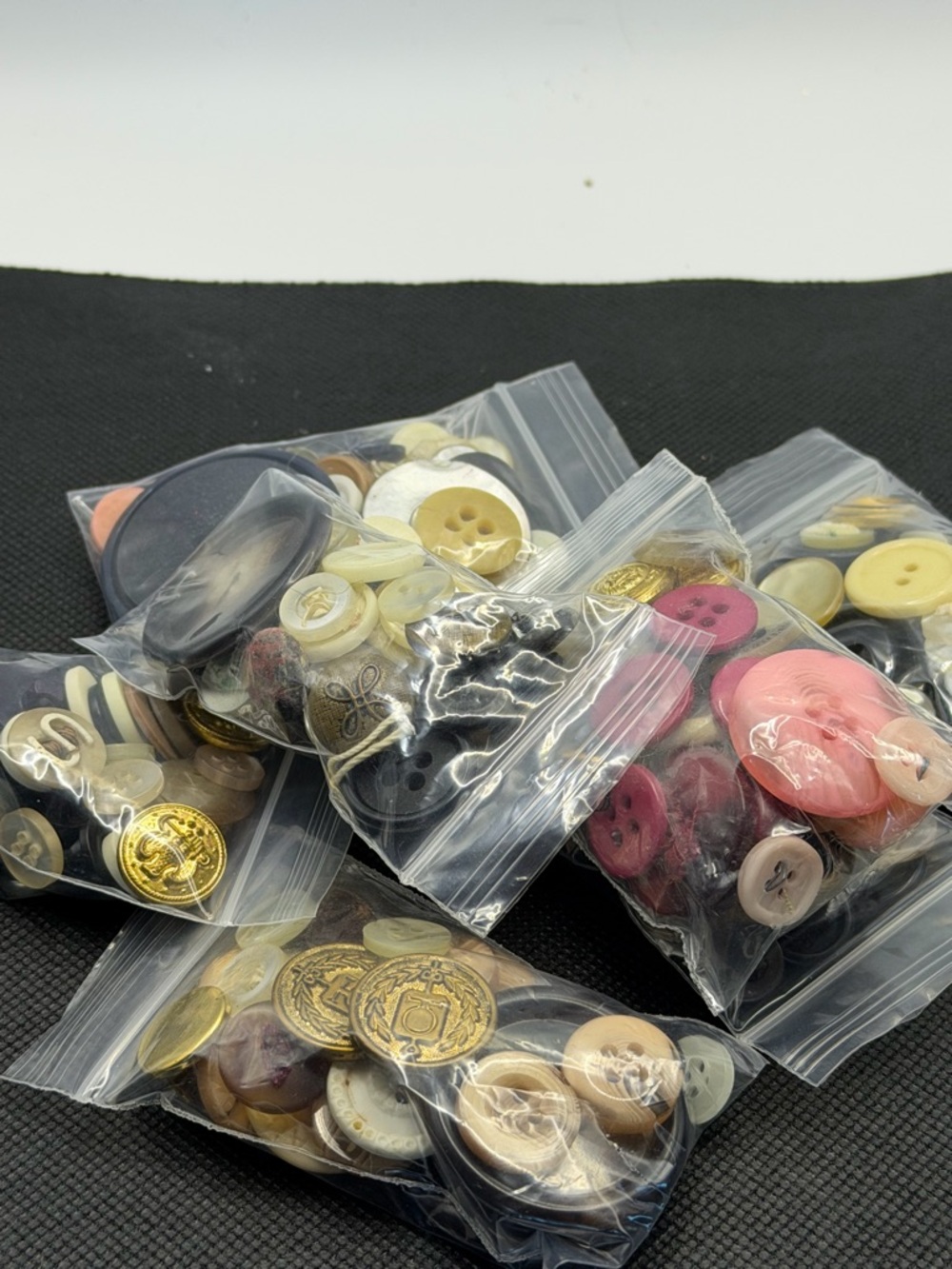Mixed rare Assorted Vintage Buttons Packs- Gold, Cream, Black, Brown